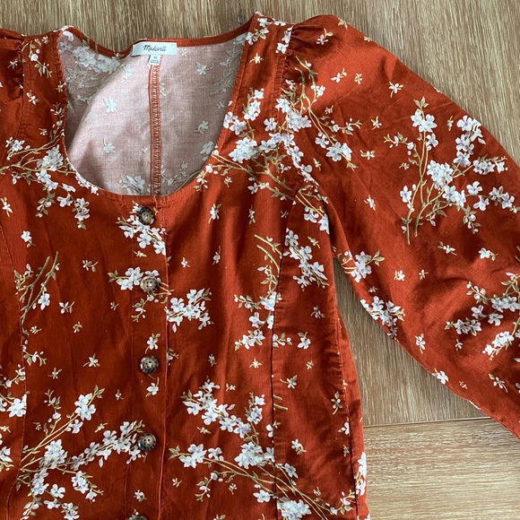 Madewell Corduroy Button-Front Puff Sleeve Top in Farmstand Bouquet Size XS - Picture 5 of 13